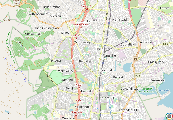 Map location of Bergvliet 